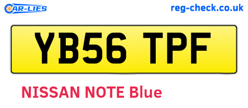 YB56TPF are the vehicle registration plates.