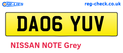 DA06YUV are the vehicle registration plates.