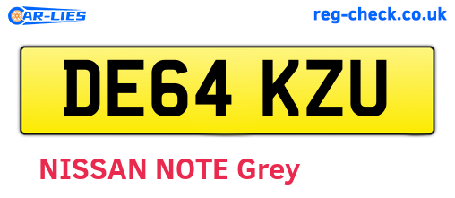 DE64KZU are the vehicle registration plates.
