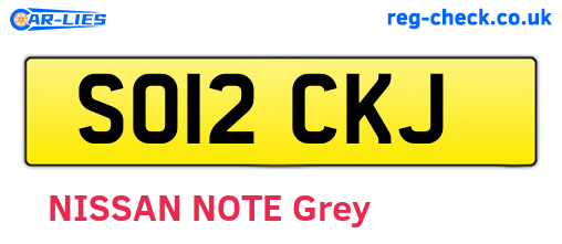 SO12CKJ are the vehicle registration plates.