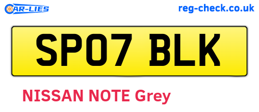 SP07BLK are the vehicle registration plates.