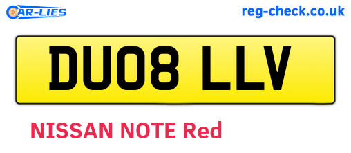 DU08LLV are the vehicle registration plates.