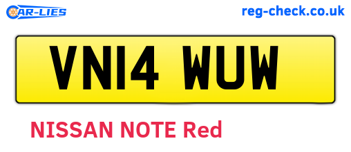 VN14WUW are the vehicle registration plates.