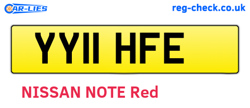 YY11HFE are the vehicle registration plates.
