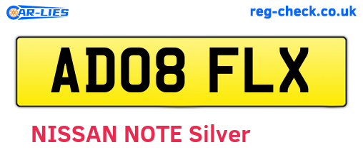 AD08FLX are the vehicle registration plates.