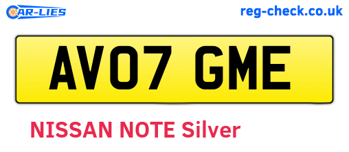 AV07GME are the vehicle registration plates.