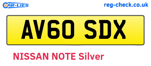 AV60SDX are the vehicle registration plates.