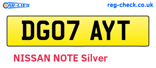 DG07AYT are the vehicle registration plates.
