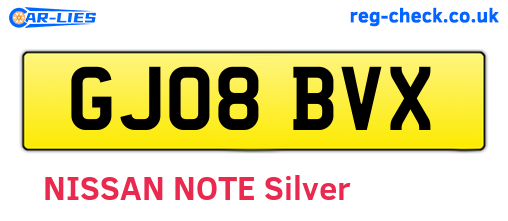 GJ08BVX are the vehicle registration plates.