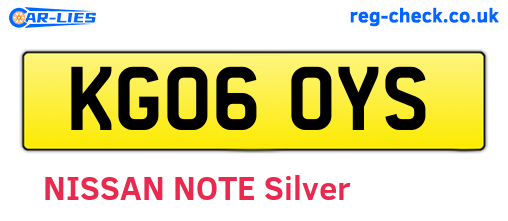 KG06OYS are the vehicle registration plates.
