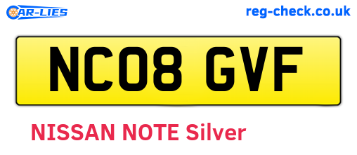 NC08GVF are the vehicle registration plates.