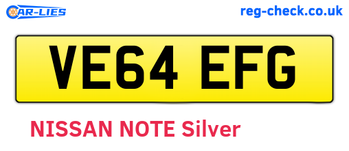 VE64EFG are the vehicle registration plates.