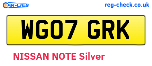 WG07GRK are the vehicle registration plates.