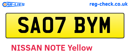 SA07BYM are the vehicle registration plates.