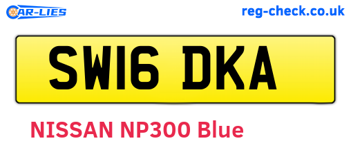 SW16DKA are the vehicle registration plates.