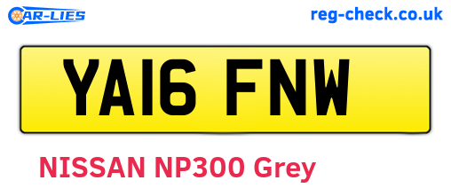 YA16FNW are the vehicle registration plates.