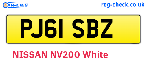 PJ61SBZ are the vehicle registration plates.