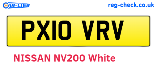 PX10VRV are the vehicle registration plates.