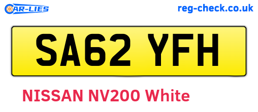 SA62YFH are the vehicle registration plates.