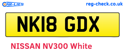 NK18GDX are the vehicle registration plates.