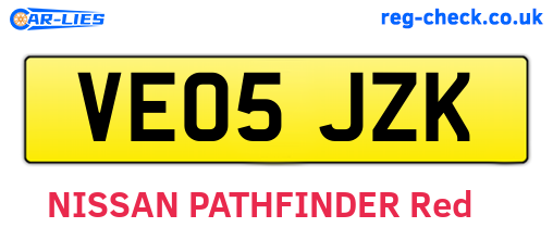 VE05JZK are the vehicle registration plates.