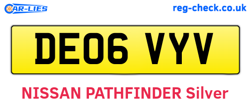 DE06VYV are the vehicle registration plates.