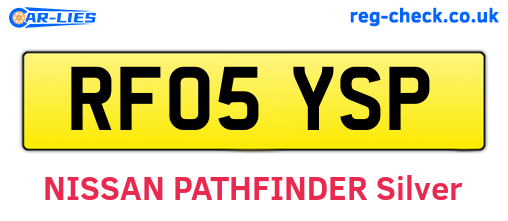 RF05YSP are the vehicle registration plates.
