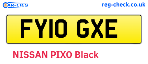 FY10GXE are the vehicle registration plates.