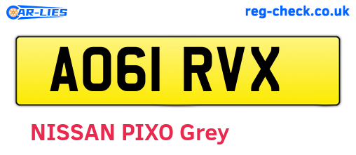 AO61RVX are the vehicle registration plates.