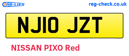 NJ10JZT are the vehicle registration plates.