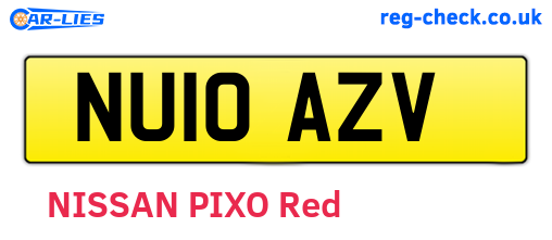 NU10AZV are the vehicle registration plates.