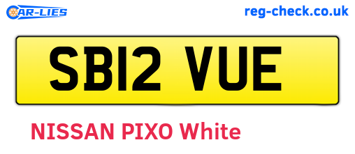 SB12VUE are the vehicle registration plates.