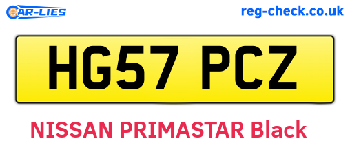 HG57PCZ are the vehicle registration plates.