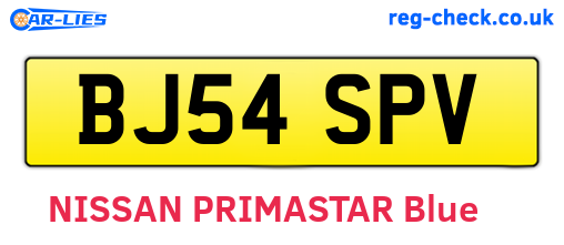 BJ54SPV are the vehicle registration plates.