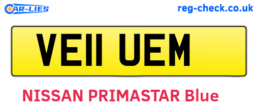 VE11UEM are the vehicle registration plates.