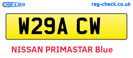 W29ACW are the vehicle registration plates.