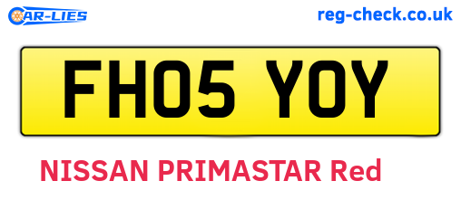 FH05YOY are the vehicle registration plates.