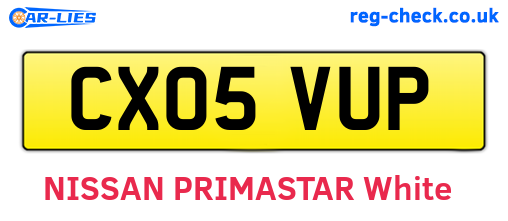 CX05VUP are the vehicle registration plates.