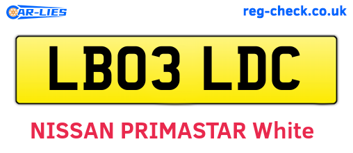 LB03LDC are the vehicle registration plates.