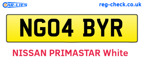 NG04BYR are the vehicle registration plates.