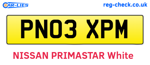PN03XPM are the vehicle registration plates.