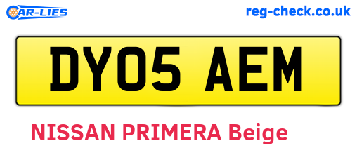 DY05AEM are the vehicle registration plates.