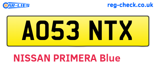 AO53NTX are the vehicle registration plates.
