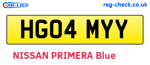 HG04MYY are the vehicle registration plates.