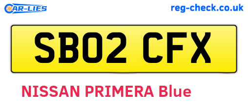 SB02CFX are the vehicle registration plates.