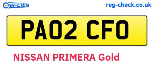 PA02CFO are the vehicle registration plates.