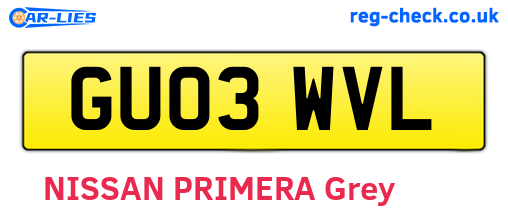 GU03WVL are the vehicle registration plates.
