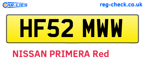 HF52MWW are the vehicle registration plates.
