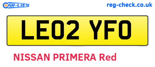 LE02YFO are the vehicle registration plates.