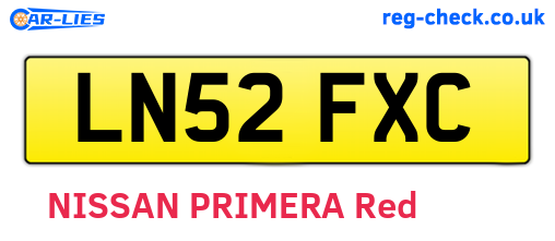 LN52FXC are the vehicle registration plates.